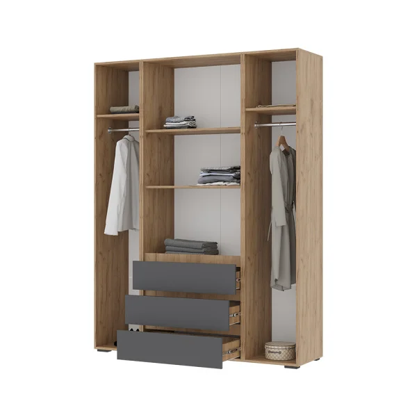 Шкаф 4-х створчатый с ящиками Хелен ШК-05 серый/вотан