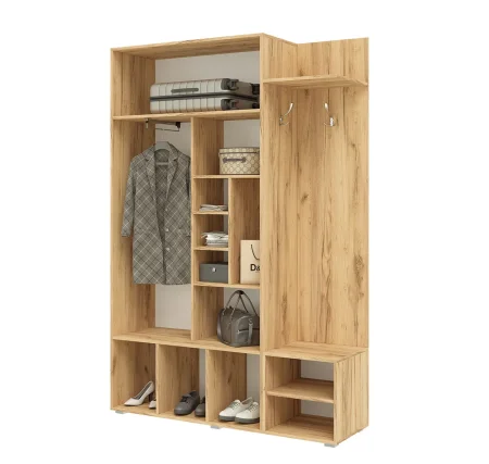 Прихожая Стелла белый глянец/дуб крафт золотой