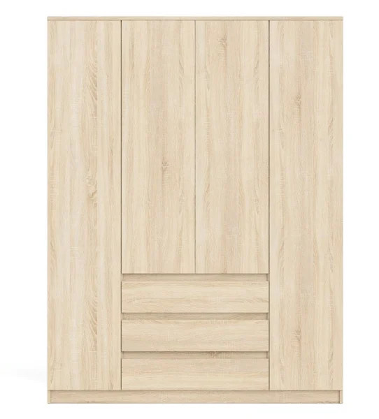 Шкаф с тремя ящиками и четырьмя дверками МШ 1600.1 дуб сонома