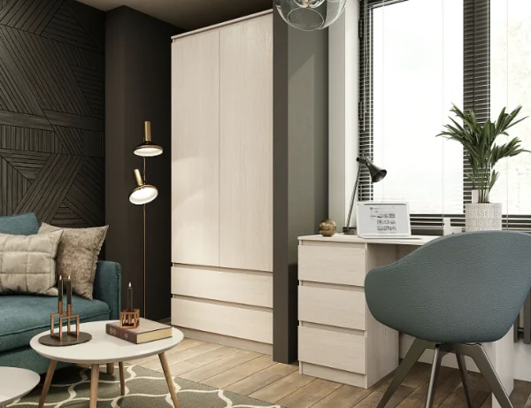 Шкаф двухстворчатый комбинированный Бриз-1 ясень анкор светлый