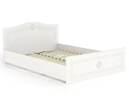 Кровать Онега дуб беленый/белый вельвет