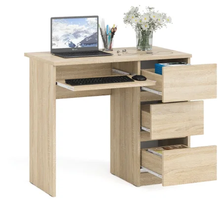 Стол компьютерный три ящика МС-6 дуб сонома (правый)
