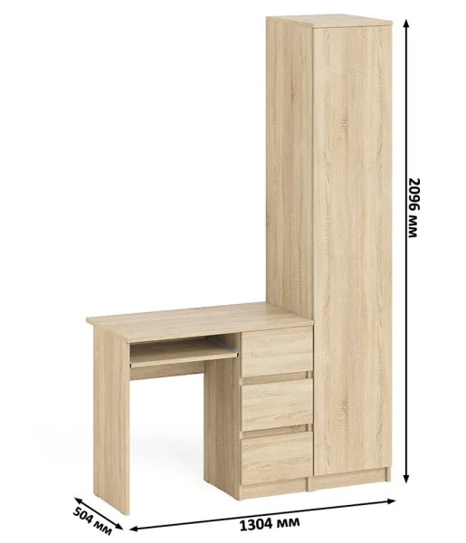 Комплект стол компьютерный МС-6 правый + Пенал МШ 400.1 дуб сонома