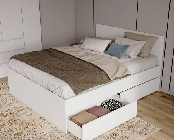 Кровать двуспальная Мори с ящиками КРМЯ 1600.1 белый Кровать двуспальная Мори с ящиками КРМЯ 1600.1 белый