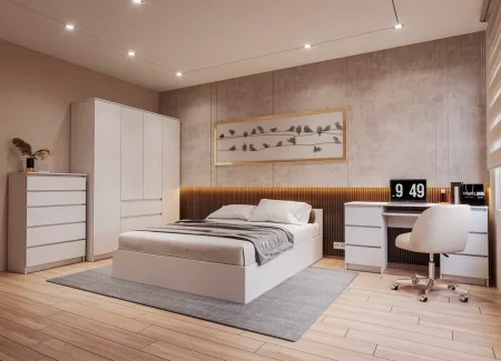 Кровать двуспальная Мори КРМ 1600.1 белый