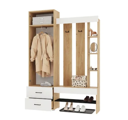 Прихожая Домино дуб крафт золотой/белый