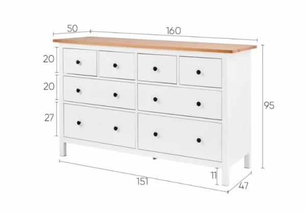 Комод 8 ящиков Кымор белый/светло-коричневый Комод 8 ящиков Кымор белый/светло-коричневый