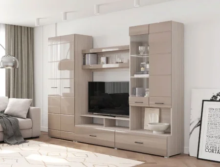 Гостиная Ненси-1 ясень шимо светлый/капучино Гостиная Ненси-1 ясень шимо светлый/капучино