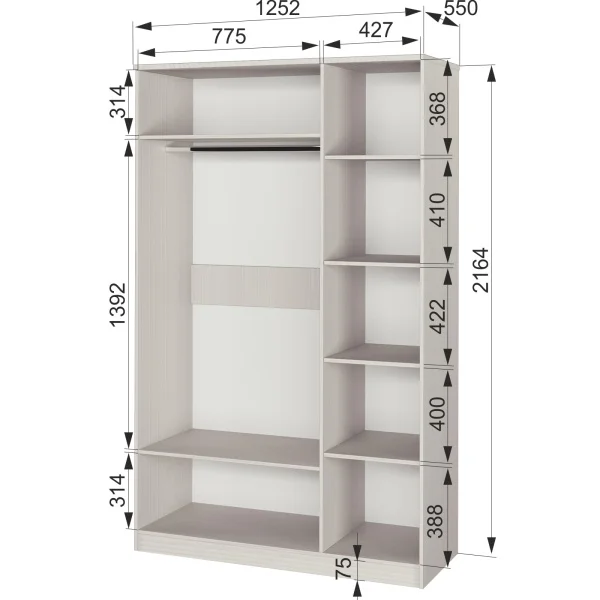 Шкаф 3-створчатый Азалия-25 бодега белый