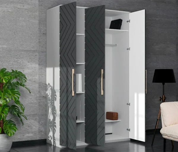 Шкаф 3-х створчатый Копенгаген белый/серый графит