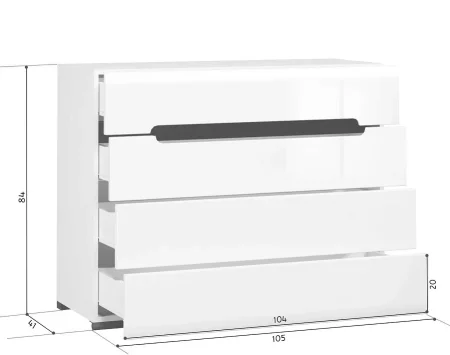 Комод Ацтека KOM4S/8/11 белый глянец