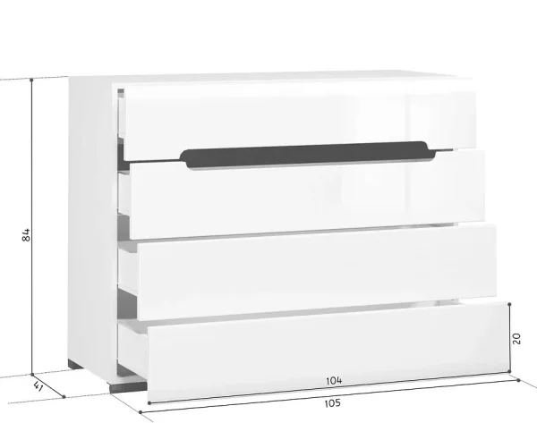 Комод Ацтека KOM4S/8/11 белый глянец Комод Ацтека KOM4S/8/11 белый глянец