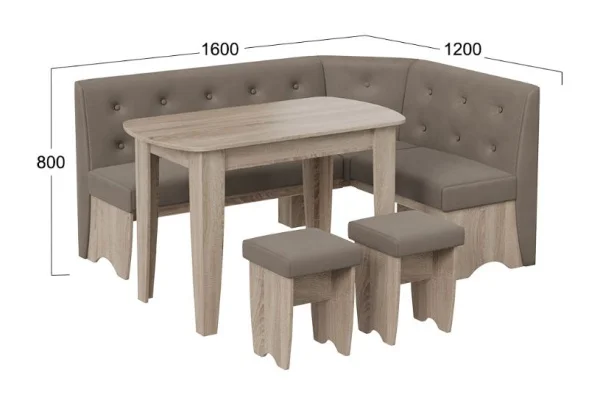 Кухонный комплект Барселона дуб сонома трюфель, микровелюр Duna Stone Кухонный комплект Барселона дуб сонома трюфель, микровелюр Duna Stone