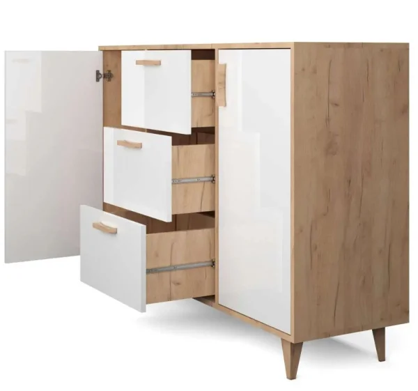 Комод Эго К-2 (НГ) дуб крафт золотой/белый глянец Комод Эго К-2 (НГ) дуб крафт золотой/белый глянец