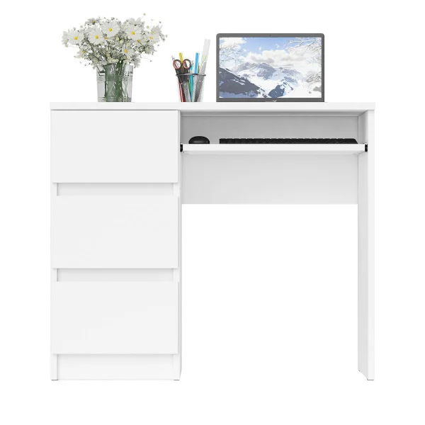 Стол компьютерный три ящика МС-6 белый (левый)