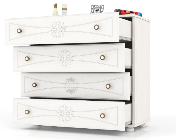 Комод Онега К-15 дуб беленый/белый вельвет Комод Онега К-15 дуб беленый/белый вельвет