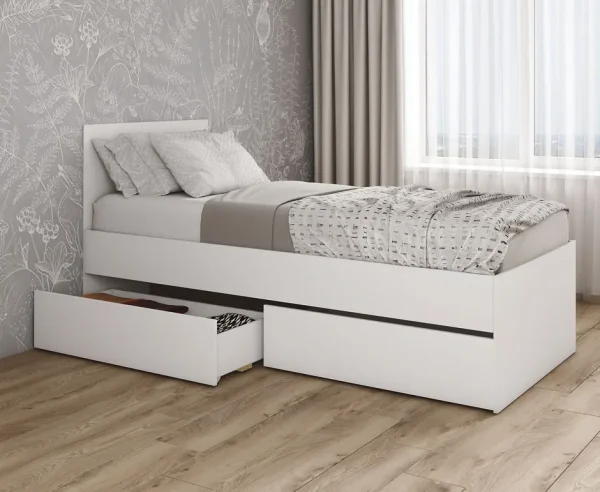 Кровать односпальная Мори с ящиками КРМЯ 900.1 белый Кровать односпальная Мори с ящиками КРМЯ 900.1 белый