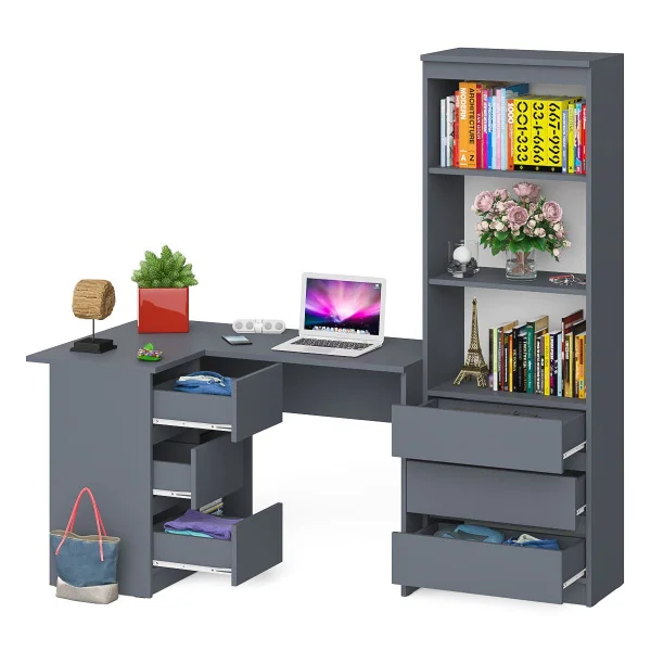 Комплект Мори Стол компьютерный МС-16 + Стеллаж МСТ 600.3 графит