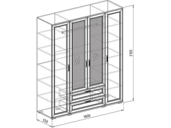 Шкаф 4-х дверный Корвет Люкс №26 бодега