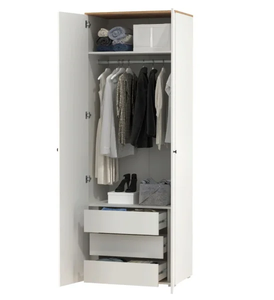 Шкаф для одежды Остин 13.336.02 белый шагрень/дуб крафт золотой