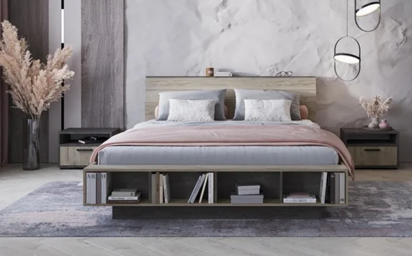 Кровать Эдинбург железный камень/дуб крафт серый Кровать Эдинбург железный камень/дуб крафт серый