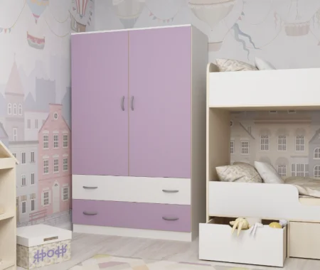 Шкаф двухстворчатый белый/ирис