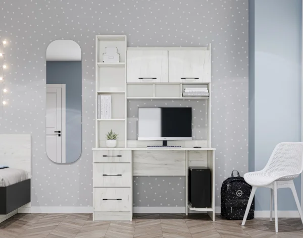 Стол компьютерный ПКС-5 дуб крафт белый