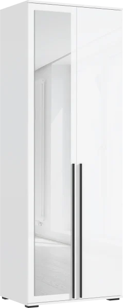 Шкаф 2-х створчатый с зеркалом Норд 800 белый/белый глянец