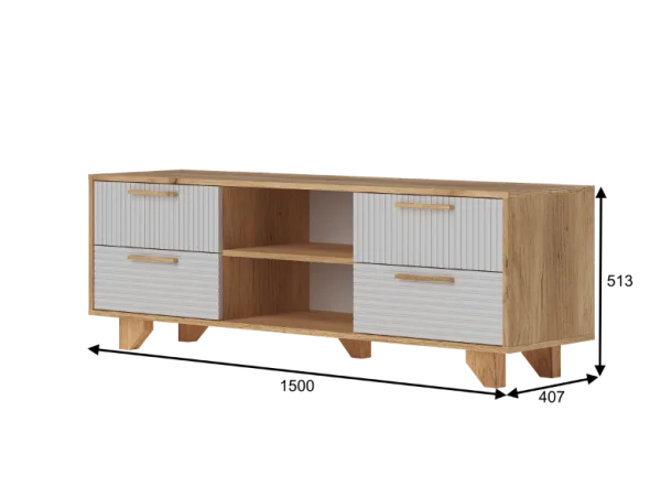 Тумба ТВ Ньерд 1500.4 дуб вотан/белый софт