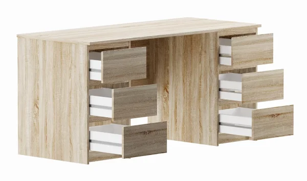 Стол письменный Кастор 6 ящиков 151х65 дуб сонома