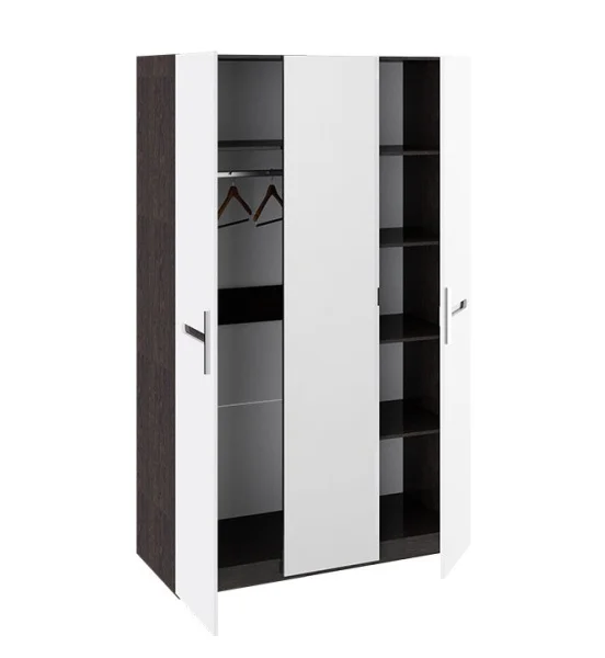 Шкаф комбинированный с 3-мя дверями Фьюжн венге/белый глянец
