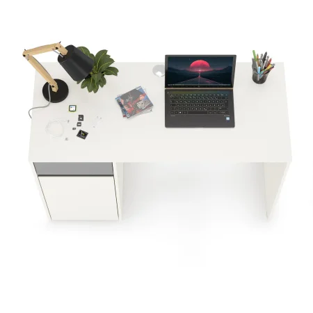 Стол письменный Торонто 12.149 белый шагрень/стальной серый