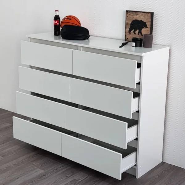 Комод Челси 8 ящиков белый/белый глянец Комод Челси 8 ящиков белый/белый глянец