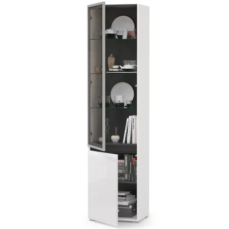 Шкаф-витрина Сидней 13.201 белый/белый глянец