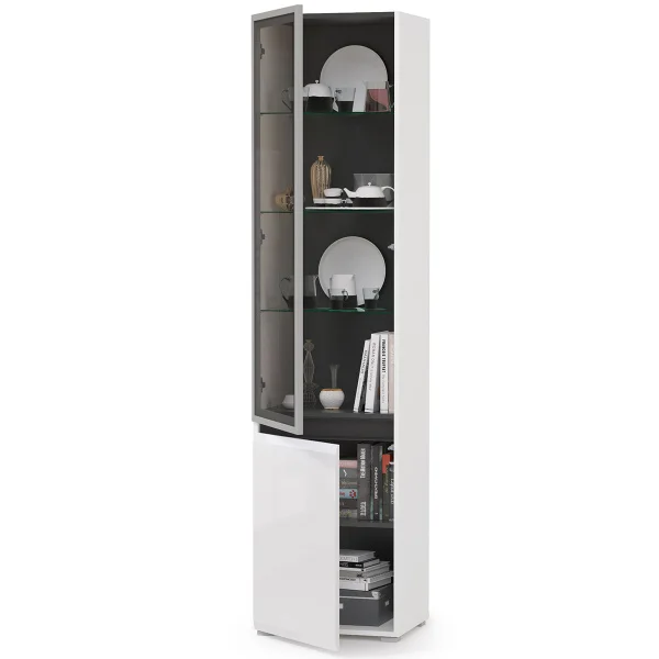 Шкаф-витрина Сидней 13.201 белый/белый глянец Шкаф-витрина Сидней 13.201 белый/белый глянец