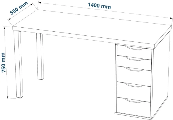 Стол письменный Ингар 2/5Т белый 