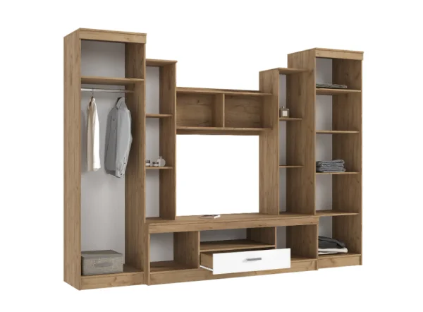 Гостиная Атлантида-6 дуб крафт/белый глянец