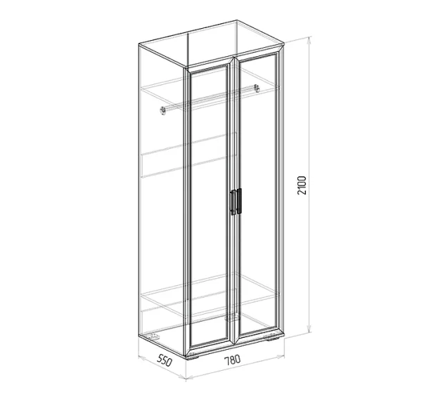 Шкаф платяной Корвет Люкс №6 венге