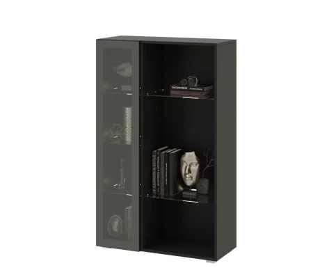 Шкаф с полками Николь черный глянец