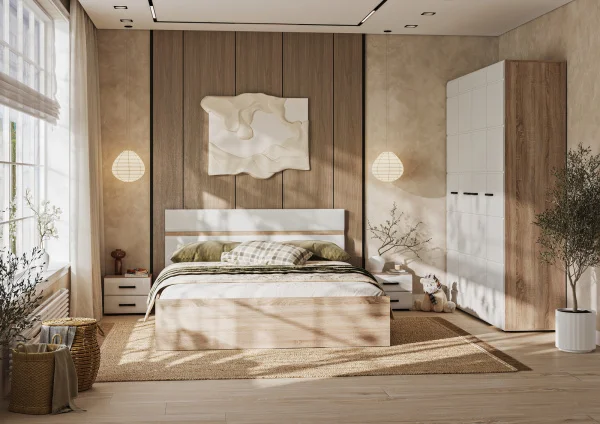 Шкаф 2-х створчатый Либерти ШК-02 дуб сонома/белый глянец