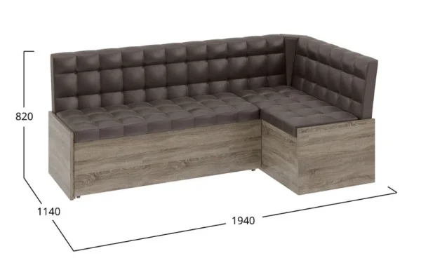 Скамья угловая Форест со спальным местом дуб сонома трюфель, кожзам коричневый Скамья угловая Форест со спальным местом дуб сонома трюфель, кожзам коричневый