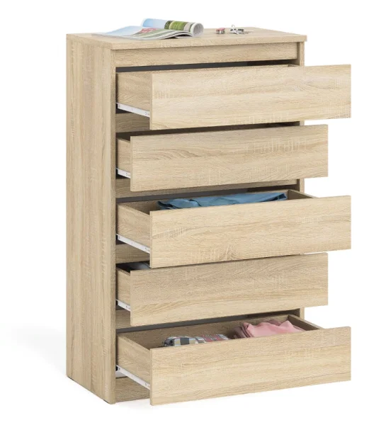 Узкий комод пять ящиков МК 700.5 дуб сонома Узкий комод пять ящиков МК 700.5 дуб сонома