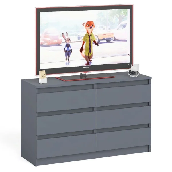 Широкий комод шесть ящиков МК 1200.6 графит Широкий комод шесть ящиков МК 1200.6 графит