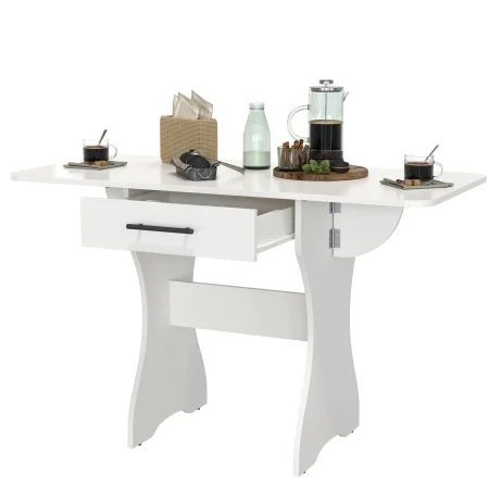 Стол обеденный раскладной с ящиком 6-02.120 белый