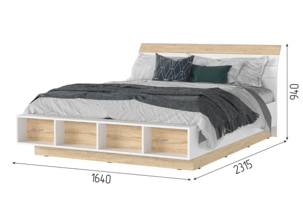 Кровать Санса 1.6х2.0 дуб сонома/белый