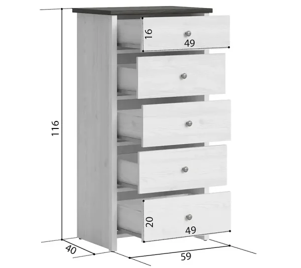 Комод Порто KOM5S джанни/сосна ларико Комод Порто KOM5S джанни/сосна ларико