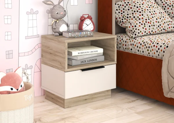 Тумба прикроватная Бохо ТМ-002 дуб крафт серый/кашемир Тумба прикроватная Бохо ТМ-002 дуб крафт серый/кашемир