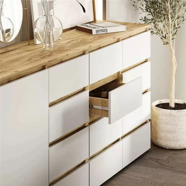 Комод 8 ящиков Хелен КМ-04 дуб крафт золото/белый Комод 8 ящиков Хелен КМ-04 дуб крафт золото/белый