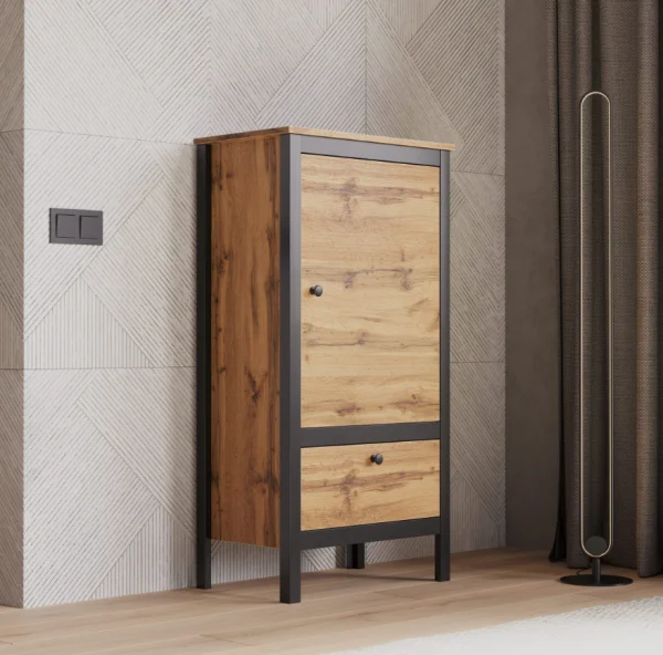 Тумба Лофт REG1D1S/60 дуб вотан/черный Тумба Лофт REG1D1S/60 дуб вотан/черный