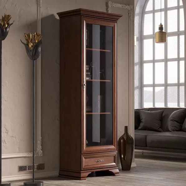 Шкаф-витрина Кентаки REG1W1S каштан Шкаф-витрина Кентаки REG1W1S каштан